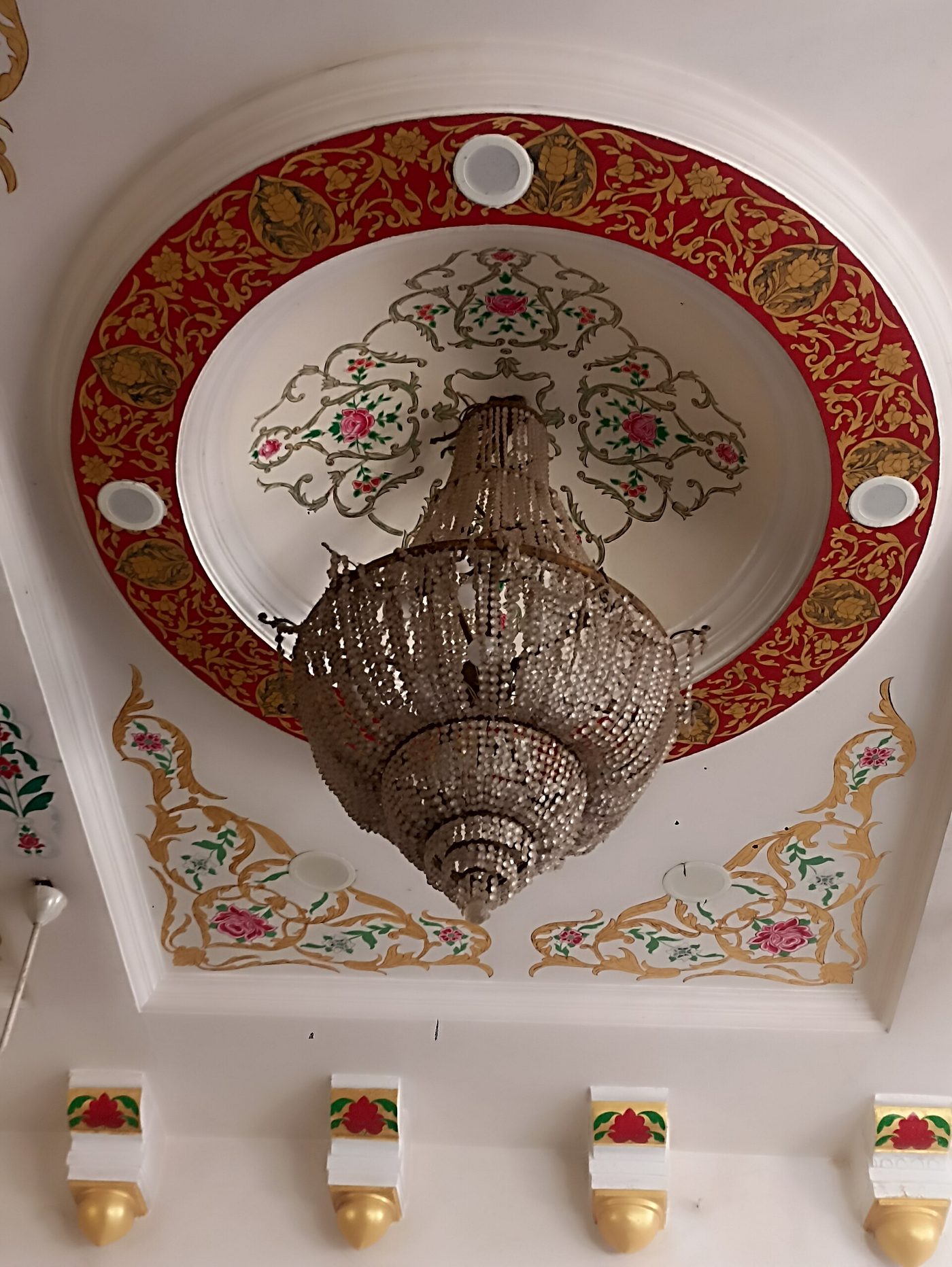 Painted ceiling and chandelier